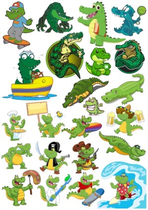 Cartoon Alligator and Crocodile Characters Collection Free Vector