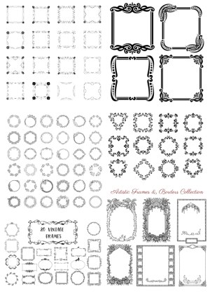 Collection of Various Vintage and Artistic Decorative Frames and Borders Free Vector