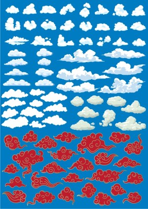 Collection of Various Cloud Vector Illustrations Free Vector
