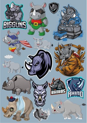 Collection of Cartoon and Mascot Rhino Vectors Free Vector