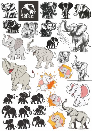 Collection of Diverse Elephant Vector Illustrations Free Vector
