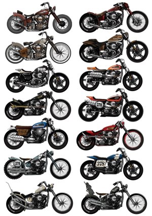 Collection of Detailed Vintage Style Motorcycles Vector Illustrations Free Vector