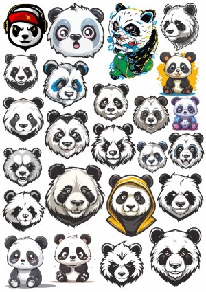 Diverse Cartoon and Realistic Panda Bear Vector Illustrations Free Vector