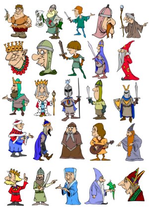 Medieval Characters Cartoon Vector Set Free Vector