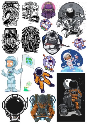 Astronauts in Various Activities and Styles Vector Collection Free Vector