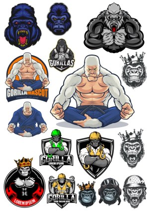 Set of Gorilla Mascot and Logo Vectors Free Vector