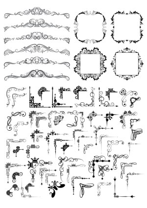 Ornate Vintage Frames and Decorative Corner Elements Free Vector