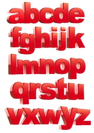 3D Red Lowercase Alphabet Letters Free Vector