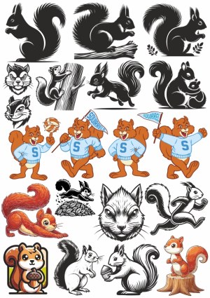 Collection of Diverse Squirrel Illustrations and Mascots Free Vector