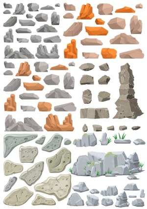 Variety of Rock and Stone Vector Illustrations Free Vector