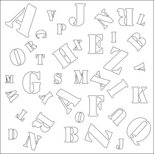 Scattered Vintage Stencil Alphabet Letters Vector Free Vector
