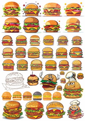 Diverse Cartoon and Realistic Burger Vector Collection Free Vector