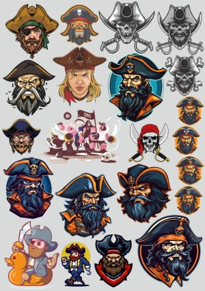 Collection of Pirate and Buccaneer Character Illustrations Free Vector