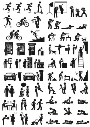 Everyday Activities and Situations Vector Icons Collection Free Vector