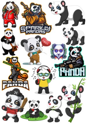 Playful and Cool Panda Cartoon Vector Set Free Vector