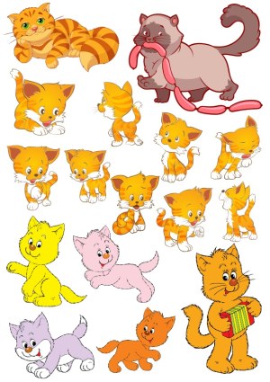Cartoon Cats Kitten Collection Vector Set Free Vector