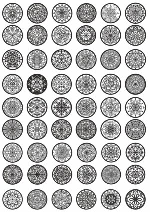 Set of 60 Black and White Circular Mandala Patterns Free Vector