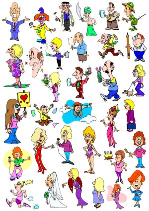 Collection of Colorful Cartoon Character Illustrations Free Vector