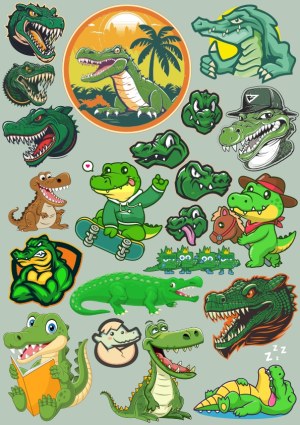 Cartoon Alligator and Crocodile Character Collection Free Vector