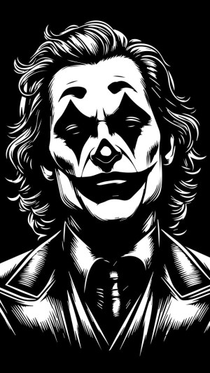 Black and White Joker Face Vector Illustration Free Vector