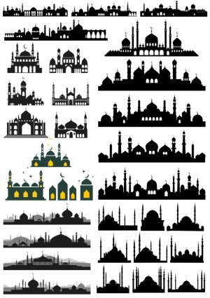 Islamic Mosque Silhouettes Vector Set Free Vector