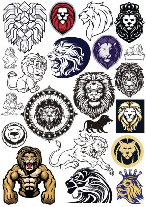 Collection of Lion Head and Mascot Vector Illustrations Free Vector