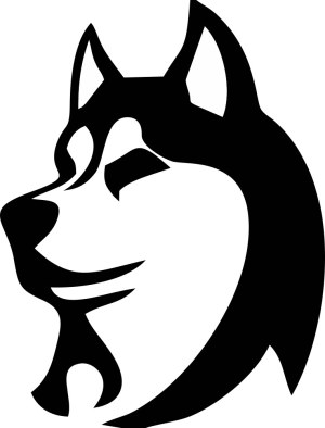Black and White Stylized Siberian Husky Head Vector Free Vector