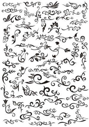 Ornate Floral and Swirl Decorative Vector Elements Free Vector