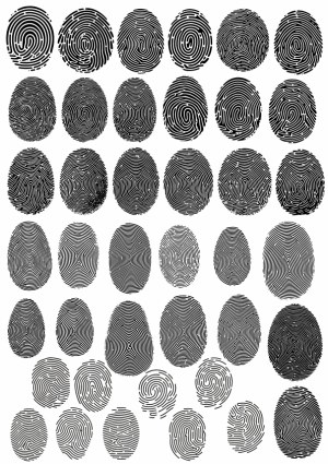 Set of Diverse Black Fingerprint Vectors Free Vector