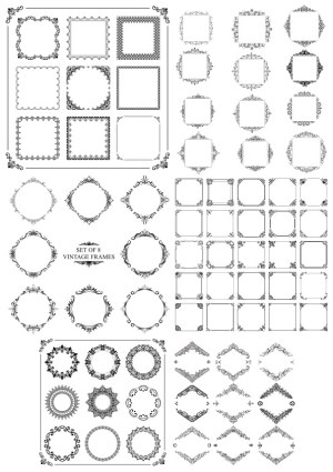 Collection of Vintage Ornate Decorative Frames and Borders Free Vector