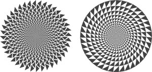 Black and White Geometric Spiral Patterns with Triangles Free Vector