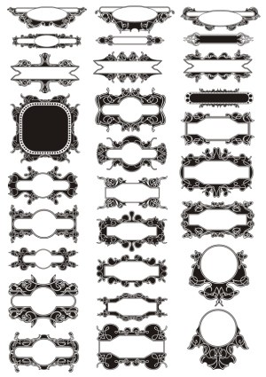 Set of Ornate Vintage Decorative Frames and Borders Free Vector