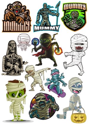 Collection of Cartoon and Mascot Mummy Characters Free Vector