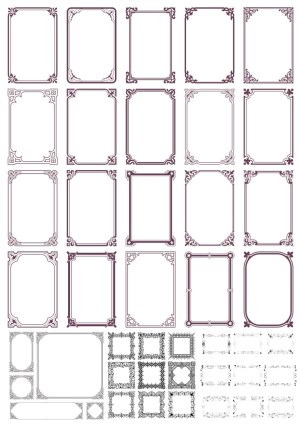 Collection of Ornate Decorative Rectangular and Oval Borders Free Vector