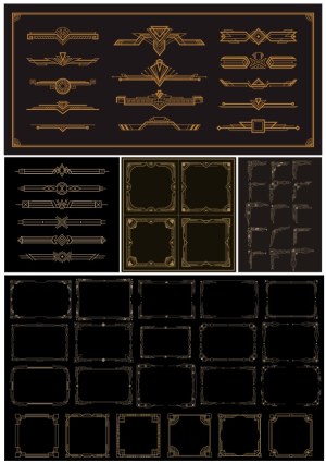 Art Deco Style Vector Borders, Frames, and Dividers Set Free Vector