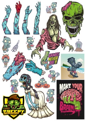 Colorful Zombie Cartoon Vector Collection Free Vector