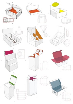 Set of Packaging Box Designs with Templates Free Vector