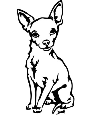 Black and White Vector Illustration of Sitting Chihuahua Dog Free Vector