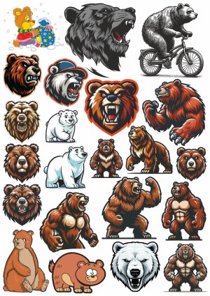 Collection of Bear Vector Illustrations and Mascot Designs Free Vector