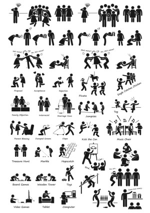 Stick Figure Vector Illustrations of Social and Recreational Situations Free Vector