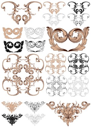 Ornate Baroque Floral Decorative Vector Elements Collection Free Vector