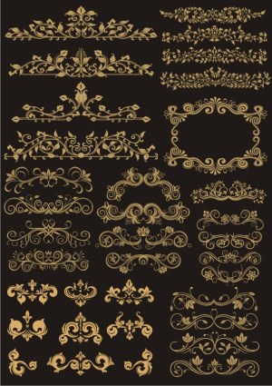 Elegant Golden Floral Vector Ornaments and Frames Free Vector
