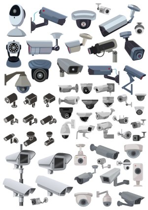 Collection of Security Camera Vector Icons Free Vector