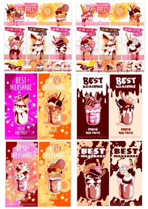 Vintage Style Milkshake Promotional Flyers with Buy One Get One Free Offers Free Vector