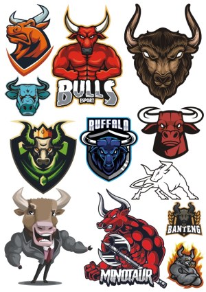 Collection of Bull and Minotaur Vector Logos and Mascots Free Vector