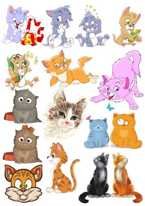 Cute Cartoon and Realistic Cat Vector Collection Free Vector