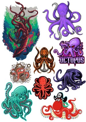 Collection of Colorful Octopus Vector Illustrations Free Vector