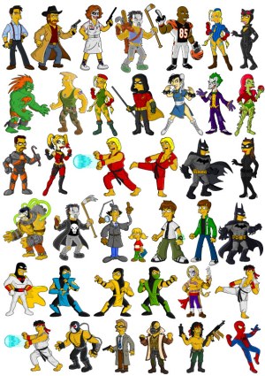 Simpsons Style Pop Culture and Comic Icons Vector Set Free Vector