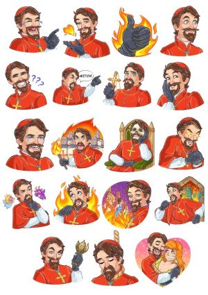 Collection of Cartoon Priest Character Emotions and Actions Vector Free Vector