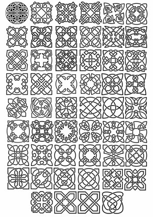 Set of 48 Black Celtic Knot Vector Patterns Free Vector